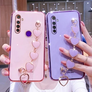 Ốp điện thoại silicon mềm có dây đeo hình trái tim bảo vệ cho Realme 5 pro realme c3 realme 6i 5s realme 5i