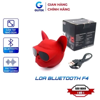 Loa bluetooth mini hình đầu chó Bull nghe nhạc thẻ nhớ có dây đeo - Gutek F4