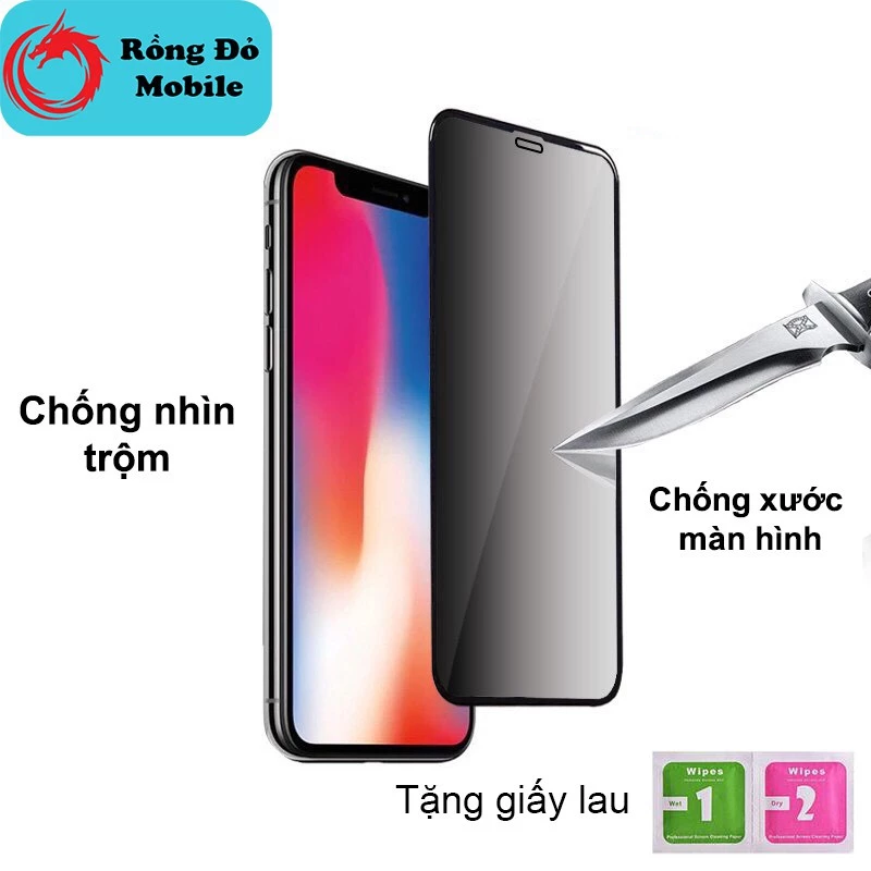 Kính Chống Nhìn Trộm iphone full màn 6/6s/6 plus/7/8/7 plus/8 plus/x/xs/xsmax/11/12/13 pro max dán tự ăn keo