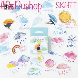 🌦🌦STICKER HỘP 46 TẤM CHỦ ĐỀ BIỂU TƯỢNG THỜI TIẾT🌦🌦