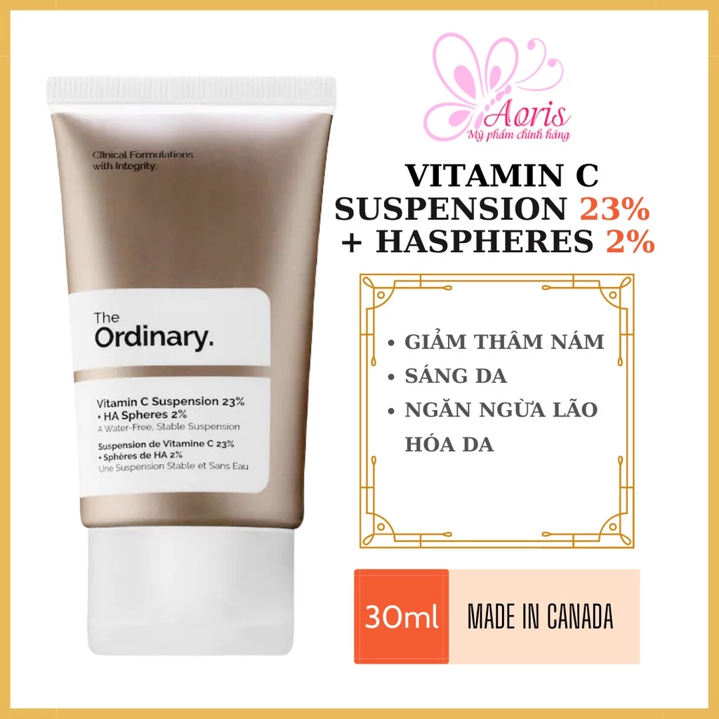 [CANADA- Full Bill] Kem dưỡng sáng da Vitamin C Suspension 23% + HA Spheres 2%- Kem Dưỡng The Ordinary làm sáng da 30ml