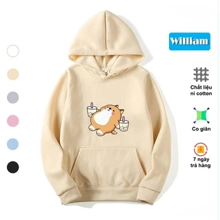 Áo hoodie nam nữ hình Mèo Ghiền trà sữa cực dễ thương chất nỉ bông dày dặn, in Pet cao cấp William - DS233