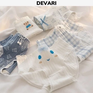 Quần lót nữ cotton cao cấp ren viền kháng khuẩn thấm hút mồ hôi đính nơ sexy gợi cảm DEVARI L8035