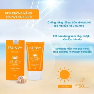 Kem Chống Nắng Nâng Tone - Kiềm Dầu - Không Thấm Nước ESUNVY SUN CARE SPF 50+/Pa+++ 30g Giúp Bao Vệ Da Khỏi Tia UV