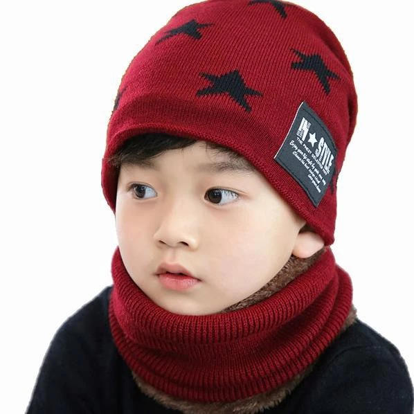 Set mũ len kèm khăn lót lông cực ấm cho bé trai bé gái từ 3 đến 10 tuổi