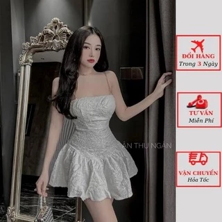 Áo kiểu nữ 2 dây xích gấm ôm body dáng xòe tiểu thư bánh bèo cao cấp ulzzang Hàn Quốc