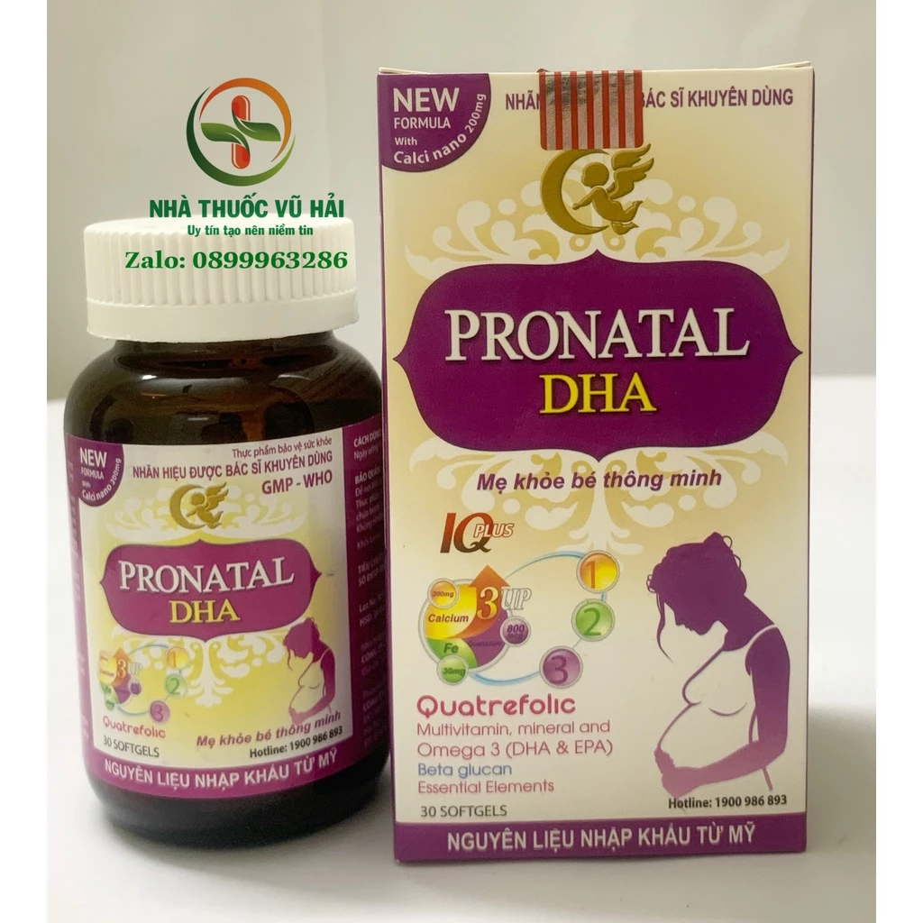 Viên bổ bà bầu PRONATAL DHA Bổ sung sắt, acid folic, vitamin cho mọi phụ nữ mang thai và cho con bú .