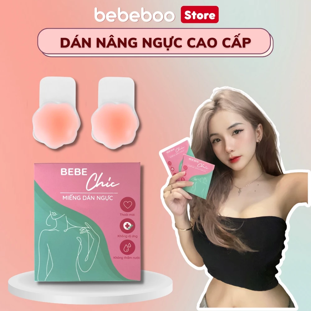 Cặp Miếng Dán Nâng Ngực Silicone BEBECHIC, Miếng dán ngực ti, Áo Ngực Chống Chảy Xệ Sử Dụng Nhiều Lần