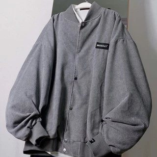 Áo Khoác Bomber Missout Xám - chất vải nhung gân dày dặn lót dù khoác ngoài mùa hè - form rộng unisex nam nữ