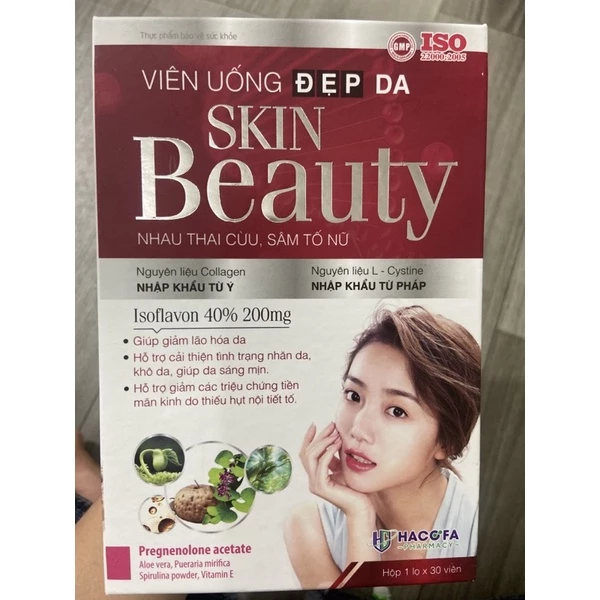 VIÊN UỐNG ĐẸP DA-SKIN BEAUTY NHAU THAI CỪU, Sâm tố nữ, Collagen, giúp giảm lão hoá da, nám, nội tiết tố