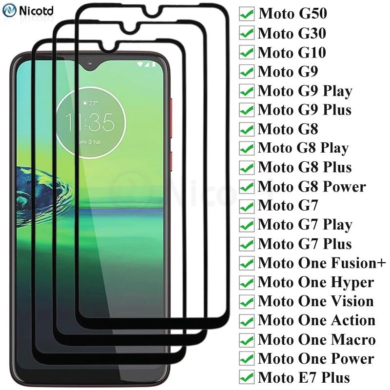 Kính Cường Lực Bảo Vệ Màn Hình Cho Moto G8 G7 G9 Play Plus G10 G30 G50 Moto One Hyper Action Vision Macro Fusion