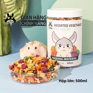 Rau củ sấy lạnh cho sóc bay, chuột hamster, chinchila, sóc, snack thỏ thú cưng nhỏ chính hãng JONSANTY hộp 500ML CST042