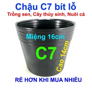 Chậu nhựa đen C7 bít lỗ  Nuôi cá, Trồng sen, Trồng rau, Form Cá Guppy, Betta, Cá bảy màu (16 x 15 cm)