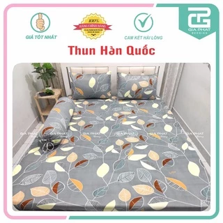 Bộ Ga Gối Thun Lạnh Hàn Quốc {4 Món} họa tiết Lá dây ( 1 ga bọc + 2 vỏ gối nằm + 1 vỏ gối ôm )