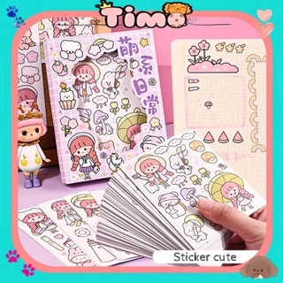 Sticker cute hình dán sổ tay 50 tấm dễ thương dán sổ trang trí cô bé có hộp ST43