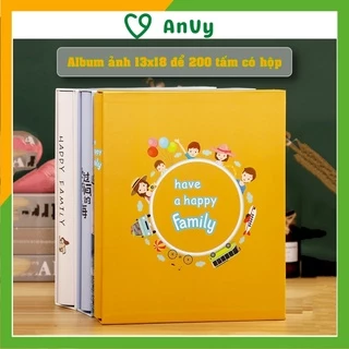 Album đựng ảnh 13x18 để 200 tấm có hộp bìa chống thấm nước giữ ảnh cho con, ảnh gia đình Kho album ảnh AnVy