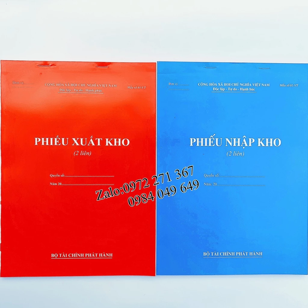 Phiếu nhập kho, Phiếu xuất kho A4 2 liên 60 tờ, 100 tờ