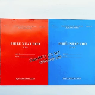 Phiếu nhập kho - phiếu xuất kho 2 liên A4 60 tờ - 100 tờ