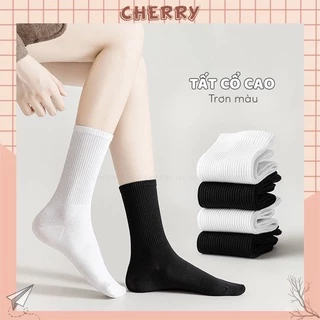 Tất cổ cao nam nữ chất liệu vải co giãn bốn chiều phong cách Hàn Quốc dễ phối đồ - Cherry Shop