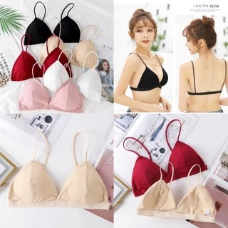 Áo Bra Nữ 2 Dây Cotton Gâm Tăm,Áo Lót Nữ Dạng Chui Màu Cực Sang