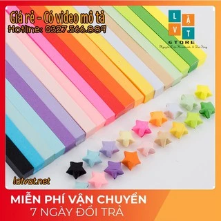 Giấy gấp sao màu đơn sắc nhiều màu - origami star paper, có  tông xanh dương, đỏ từ 280 tờ đến 1350 tờ, tông xanh