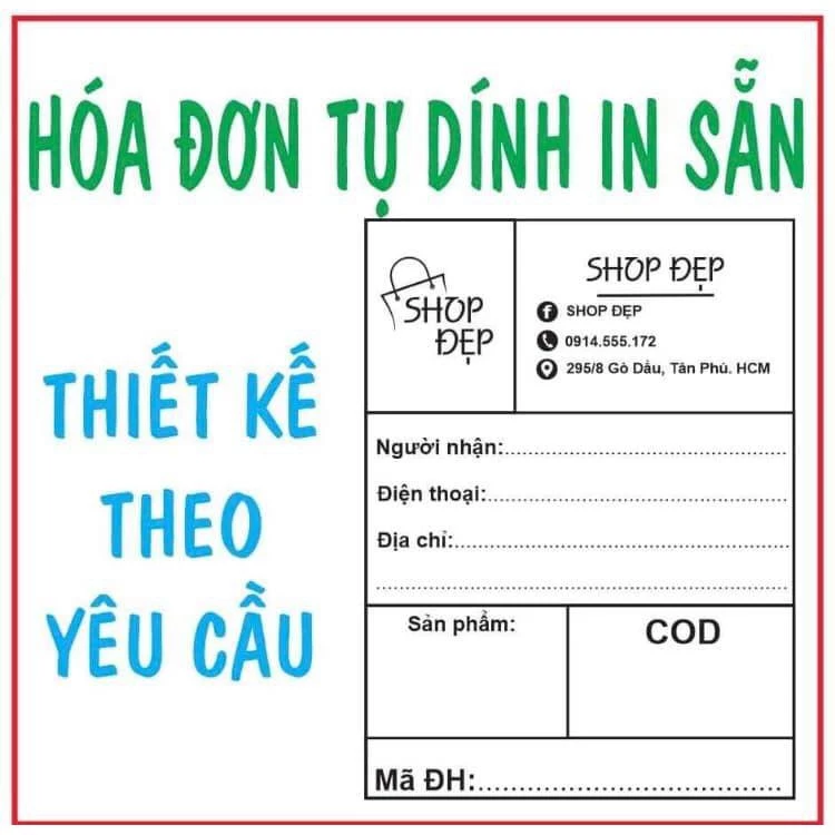 Cuộn tem decan in vận đơn, phiếu giao hàng in sẵn tên SHOP