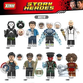 Minifigures Các Mẫu Nhât Vật Peter Parker Quick Silver Crossbone Red Skull X0270