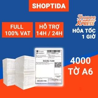 Giấy in nhiệt Shoptida 4000 tờ A6 10*15cm 3 lớp tự dán chống nước, sử dụng cho máy in đơn hàng