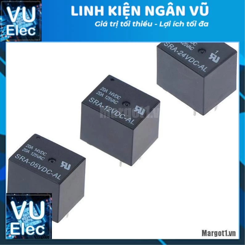 2 cái Rơ le - Relay SRA-05VDC-AL SRA-12VDC-AL SRA-24VDC-AL 5V 12V 24V 20A