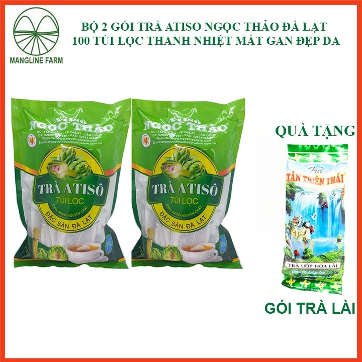 Bộ 2 gói Trà Atiso túi lọc Ngọc Thảo Đà Lạt mỗi gói 100 túi giúp thanh nhiệt giải độc gan đẹp da mặt giá rẻ nhất