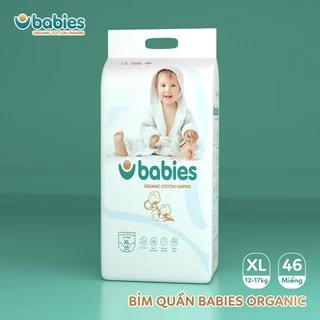 [Siêu Sale][Chính hãng][Mua là có quà]Tả Quần Babies Organic Size XL46 (12-17kg) Tinh Chất Lô Hội, Thấm Hút Nhanh