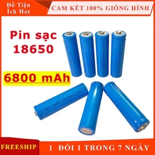 Pin sạc 18650 dung lượng 6800mAh 3.7V dùng cho đèn pin cầm tay, quạt sạc tích điện USB và các thiết bị điện tử, box sạc