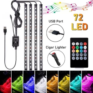 Dây Đèn LED 36/48/72 USB 12V Trang Trí Nội Thất Xe Hơi