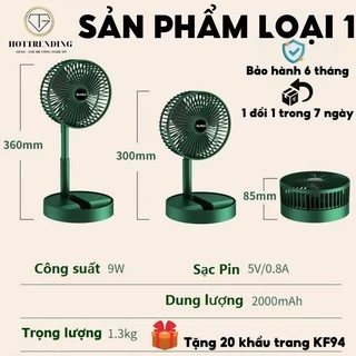 Quạt Tích Điện Mini Gấp Gọn 3 Chế Độ Super Để Bàn Cao Cấp Hàng Loại 1