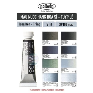 Tông đen, xám, trắng màu nước 5ml Holbein Artists' Watercolor - tuýp lẻ