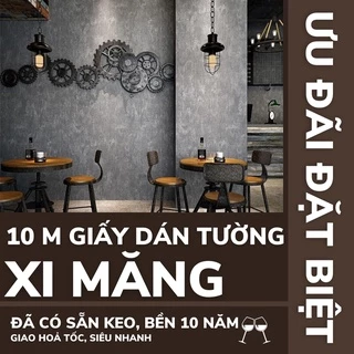 10 Mét Giấy Dán Tường Xi Măng Sang Trọng, Decal Dán Tường Sẵn Keo