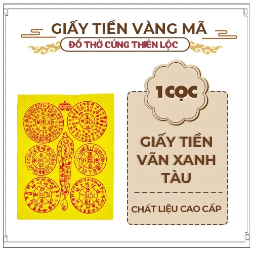 Giấy Tiền Vãn Xanh Tàu Cao Cấp Hàng Mã Đồ Thờ Cúng Thiên Lộc - Bó 10 Xấp