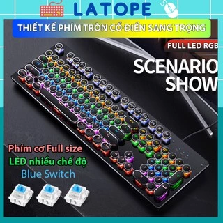 Bàn phím cơ gaming Latope bàn phím máy tính có dây nút tròn Full Led RGB T907