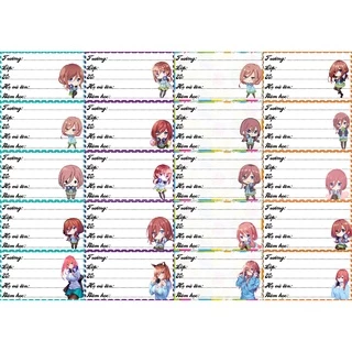 Nhãn vở Nakano Miku Go-Toubun no Hanayome Nhà Có Năm Nàng dâu