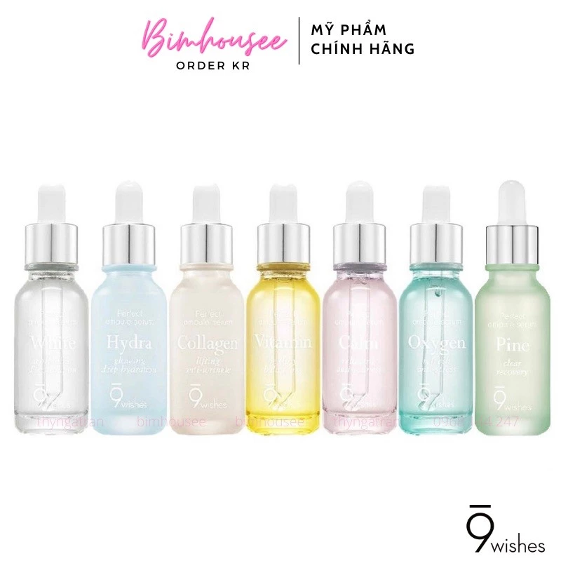 Tinh chất cấp nước Serum 9Wishes Hydra Ampule Serum II 30ml 25ml 9 wishes căng bóng da