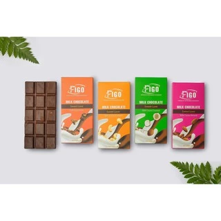 Combo 4 hộp Socola sữa có hạt Hạnh nhân Hạt điều Dừa Hạt cacao Figo 50g, tăng cân, đồ ăn vặt nội địa cho bé, healthy