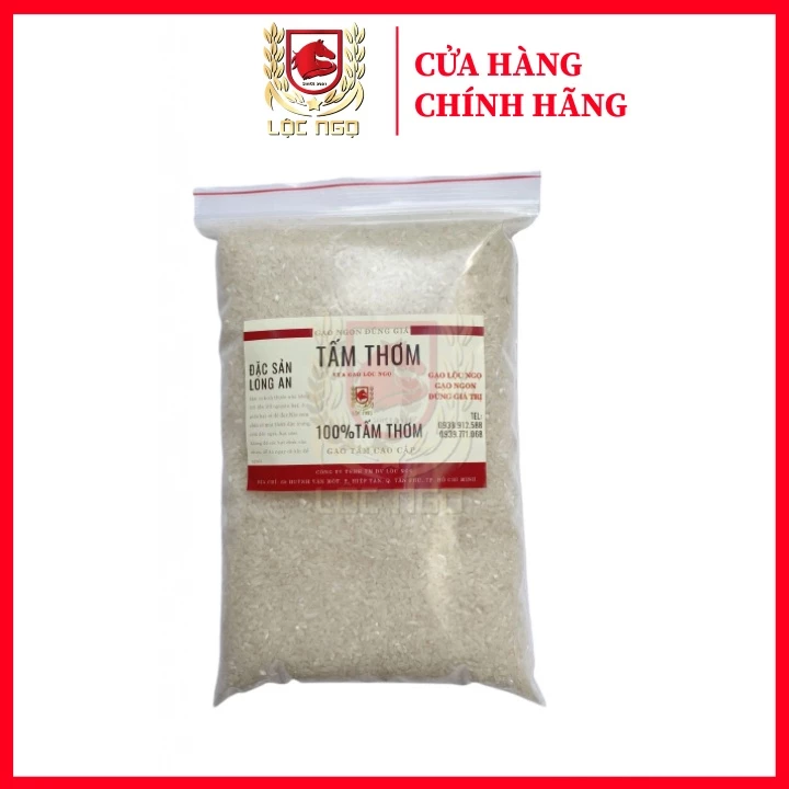 Gạo Tấm Thơm Lộc Ngọ Long An---1kg---Làm Nguyên Liệu Nấu Cơm Tấm - Túi Hút Chân Không