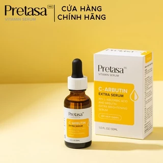 Serum dưỡng trắng sáng da, mờ nám PRETASA Vitamin C + Arbutin Brightening Serum 30ml