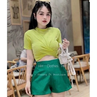 Áo croptop tay ngắn xoắn bụng sang chảnh (A15