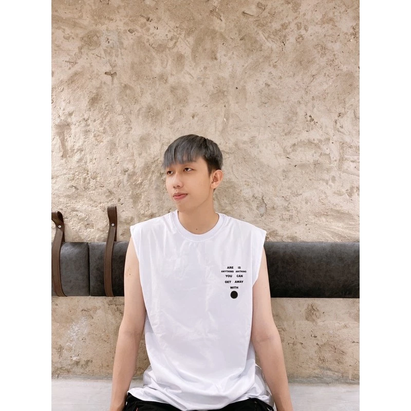 Áo thun Tanktop in chữ unisex (có video)