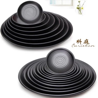 Đĩa Nhựa Phíp Tròn, Dĩa Melamine Dáng Tròn LJP Màu Đen Sang Trọng đủ size