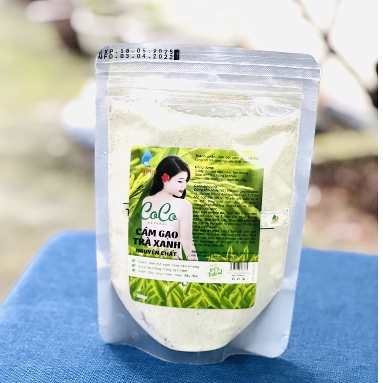 Gói 300gr tắm trắng cám gạo trà xanh,đắp mặt dưỡng da dùng cả cho face & body chính hãng
