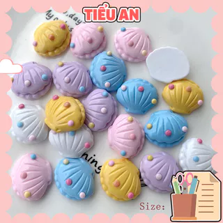 Charm (C441) slime/ Dụng Cụ Charm Trang Trí [Ko Keo & Nút] Vỏ Sò Chấm Bi (2.4x2.1cm)