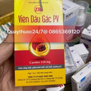 VIÊN DẦU GẤC PV ,GIÚP SÁNG MẮT ,ĐẸP DA (sản phẩm này ko phải là thuốc không có tác dụng thay thế thuốc chữa bệnh)