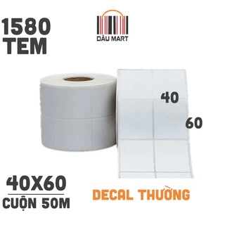 Tem Decal thường 40x60 2 tem 1 hàng cuộn 1.580 dài 50m cho các máy in truyền nhiệt dán tiếp